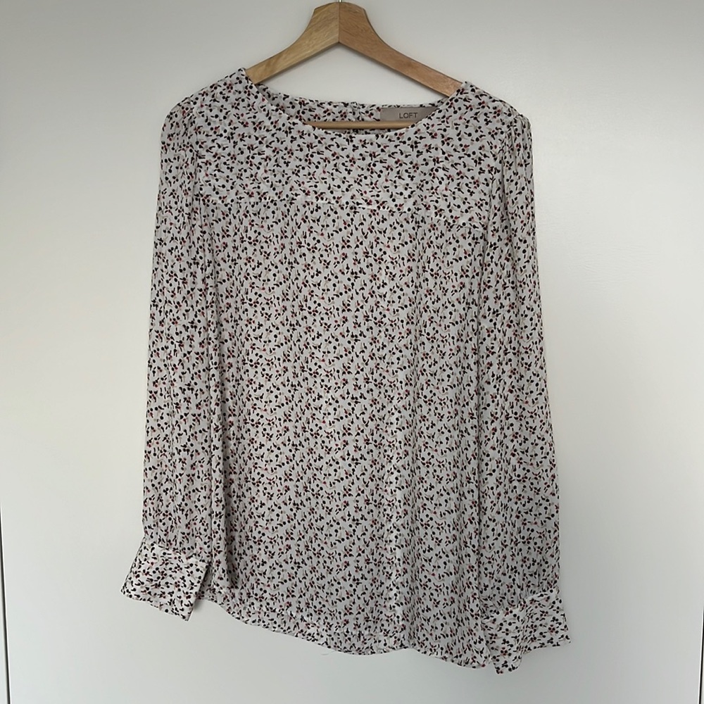 Loft White blouse with flowers Size L